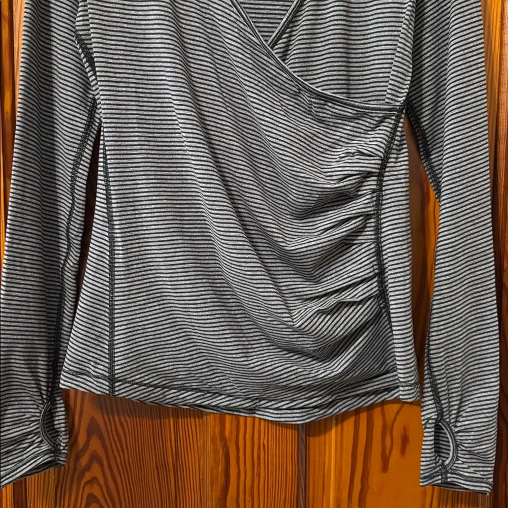 Lululemon Sunset Salutation Long Sleeve - Mini Pop Stripe Heathered Slate Black